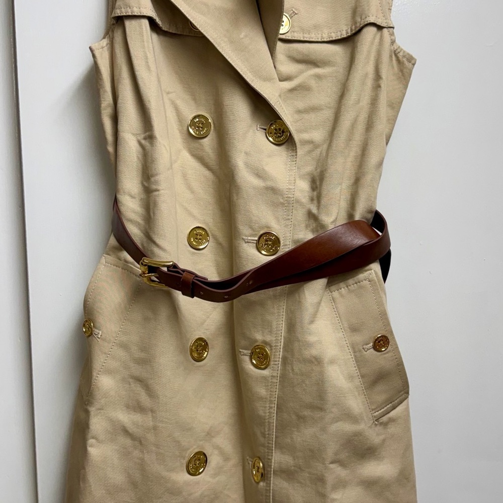 Michael Kors Tan Midi Dress with Gold Buttons